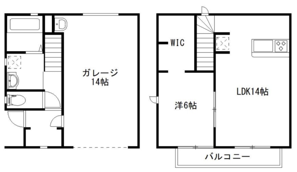 こんなにおしゃれなガレージハウスの間取り図