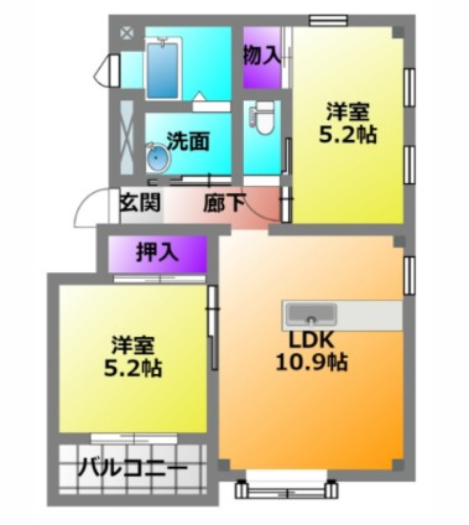 窓いっぱいの陽だまりリビングの間取り図