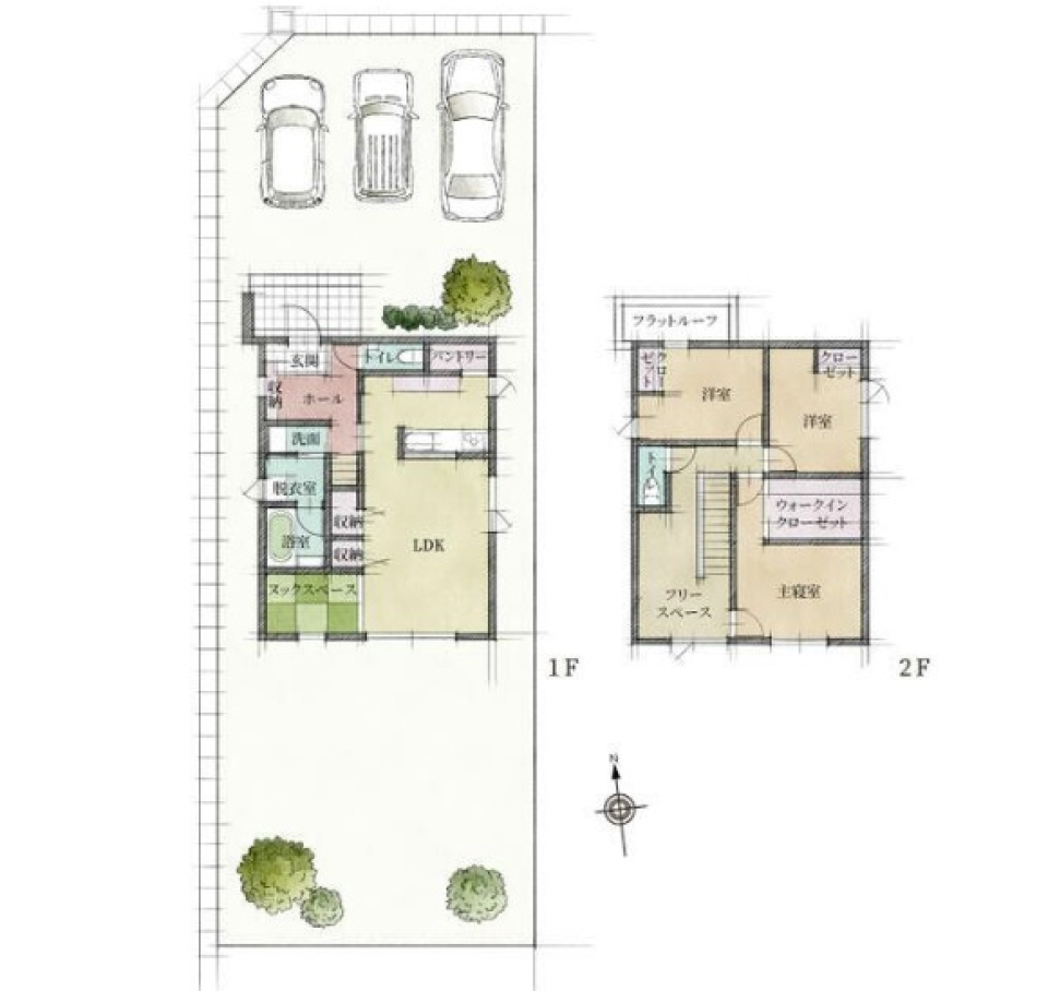 “ただいま”から“おやすみ”まで、気の利いた設計の間取り図
