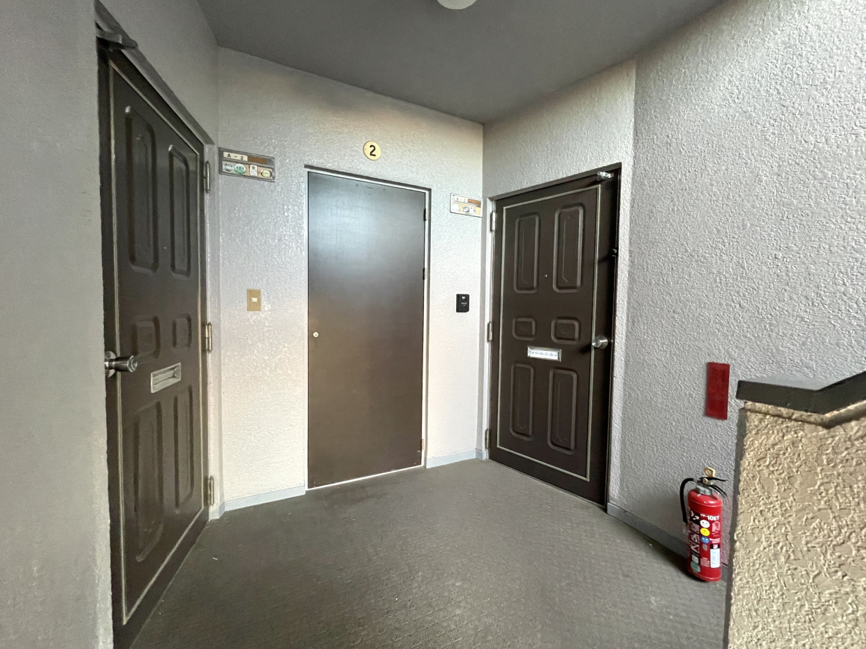 玄関扉はチョコ色