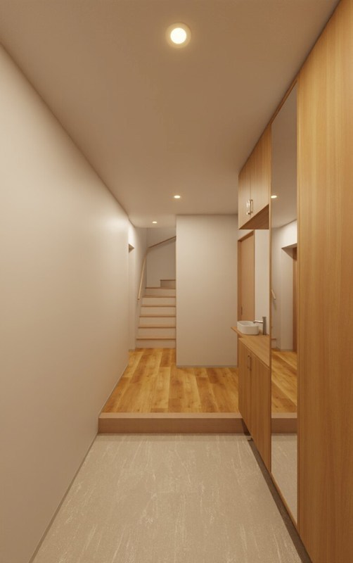 玄関も広々。収納力があるシューズボックス