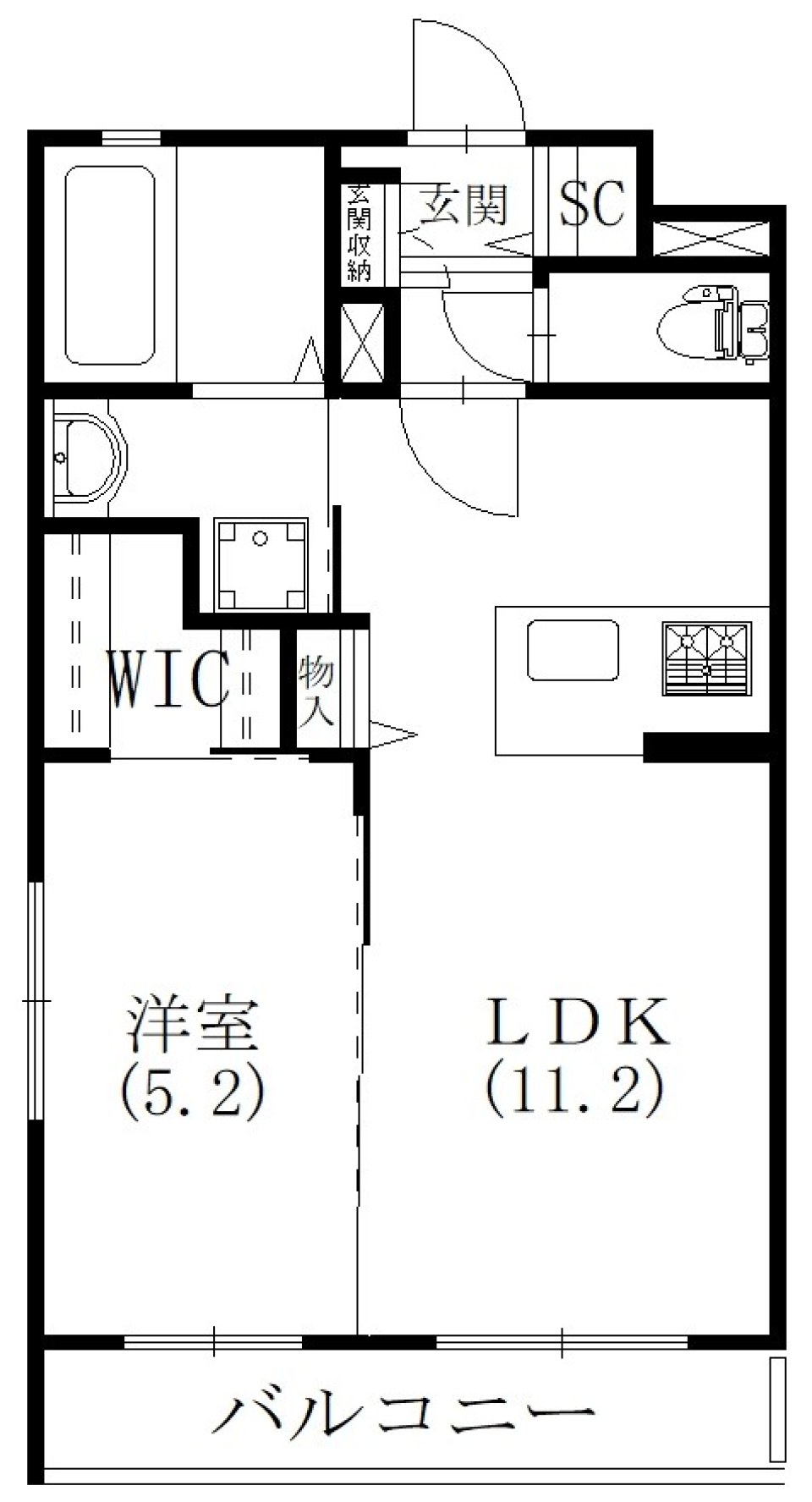 休日はビッグワンルーム！［新築］の間取り図