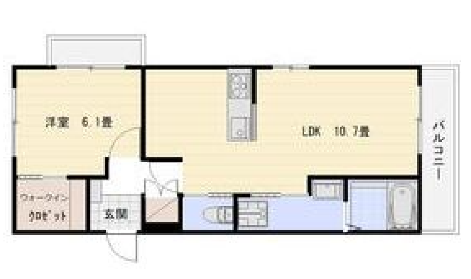 駅近の安心と収納力。オートロック付1LDKではじめる新生活の間取り図