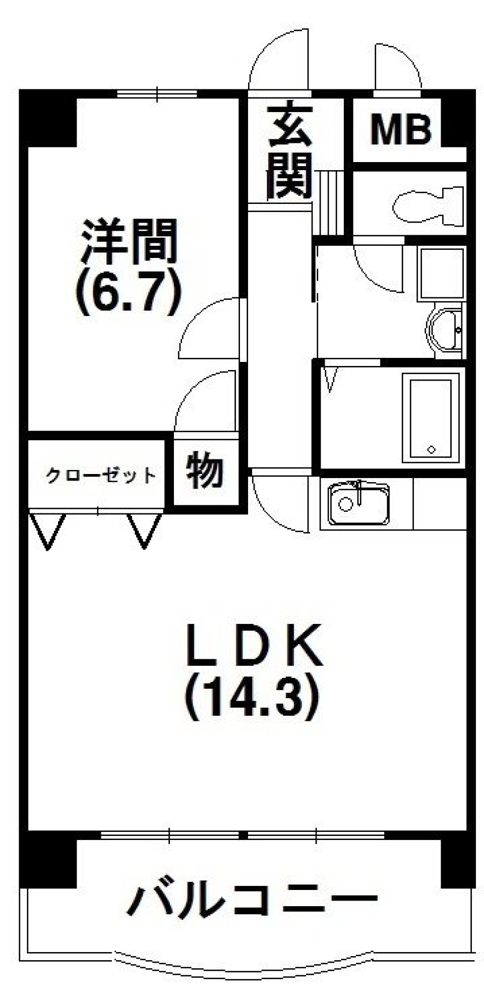 14帖の爽やかな休日の間取り図