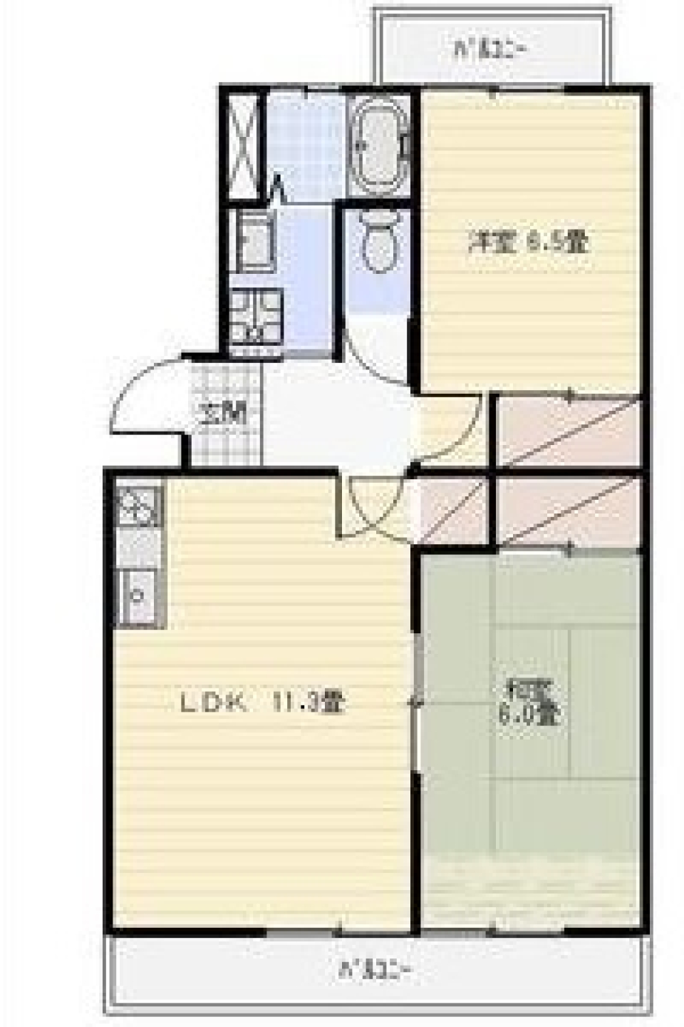 和室と洋室のいいとこ取りの間取り図