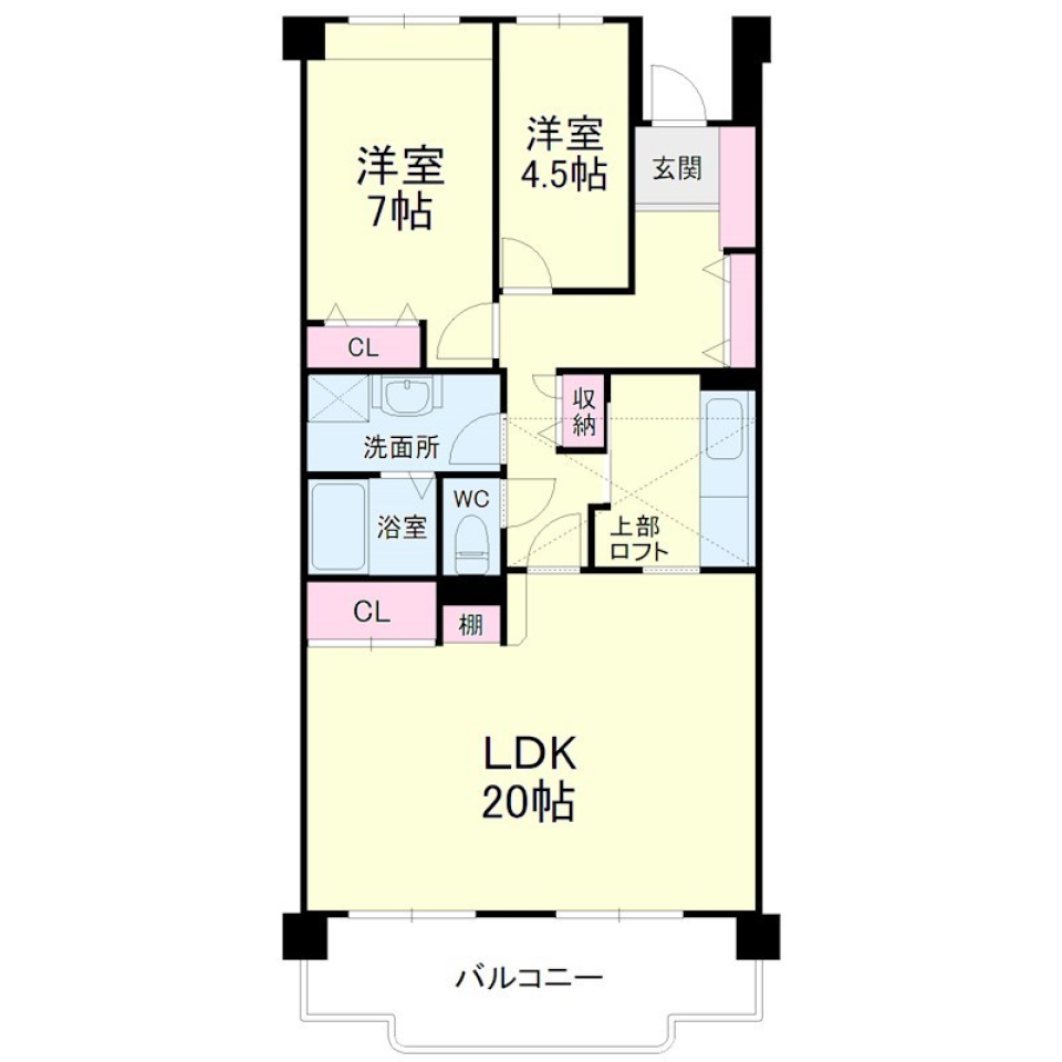 空と暮らす大空間リビングの間取り図