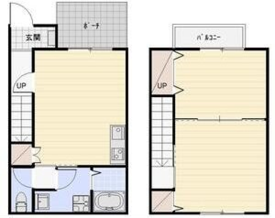専用庭と丸い窓に癒されるの間取り図