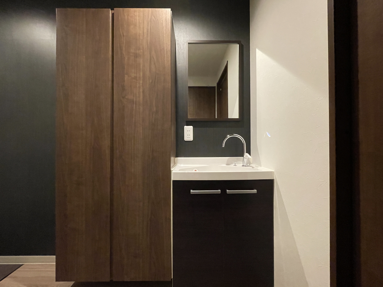 玄関に洗面が！帰ってすぐ手が洗えるのは嬉しい！