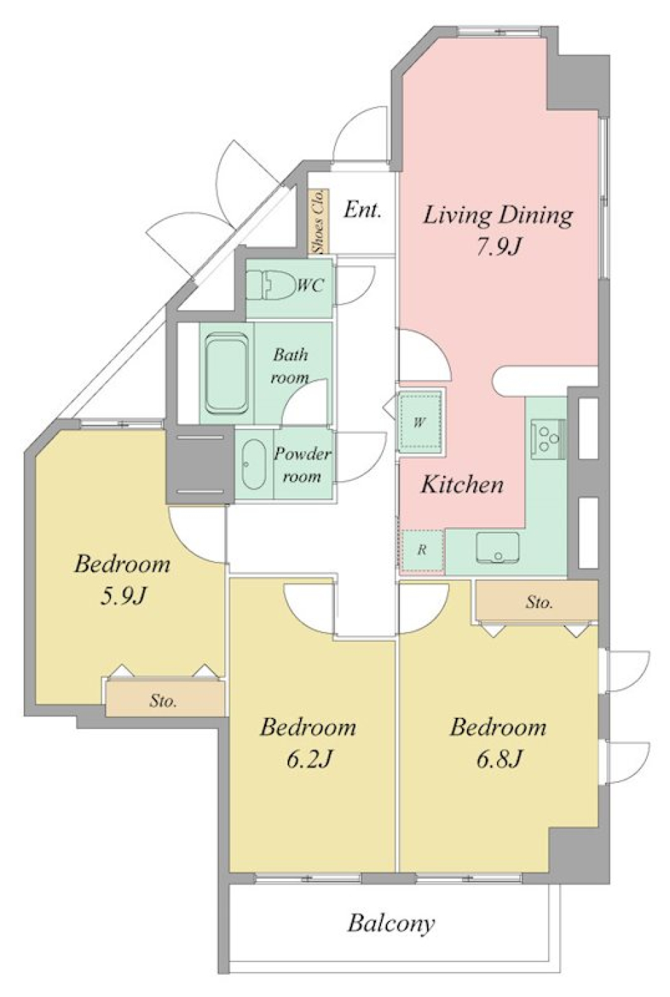 窓に映る、空のアート［ペット可］の間取り図