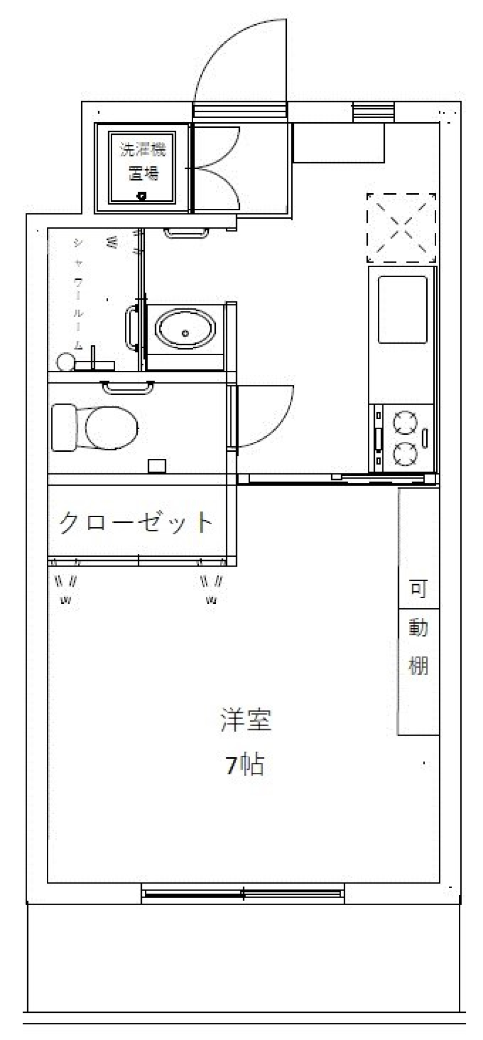 遊び心が宿るリノベーション1Kの間取り図