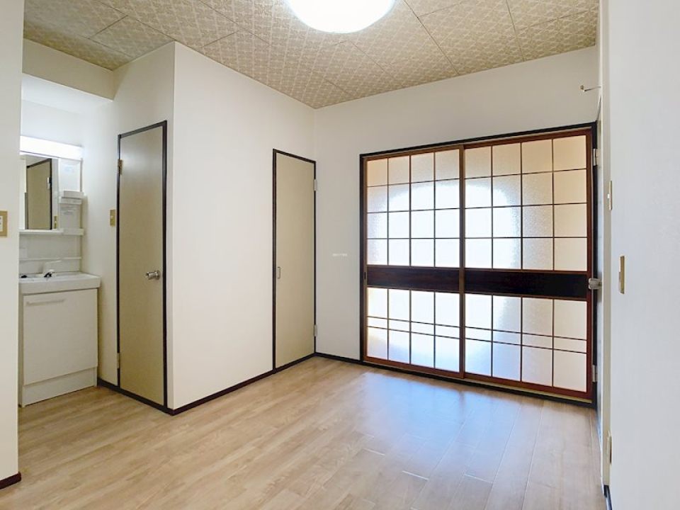 キッチン裏に洗面スペースが隠れてました