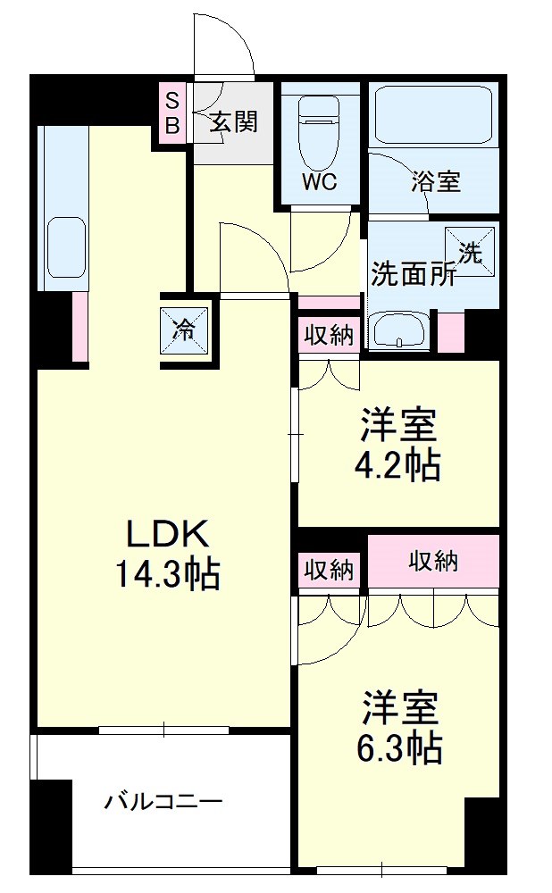 14.3帖の広々LDK