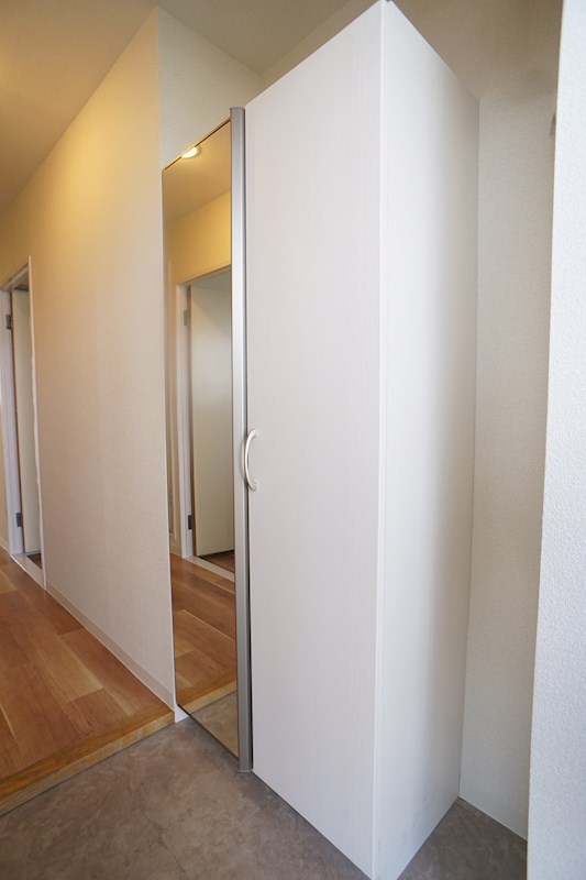 全身鏡付きのシューズボックス