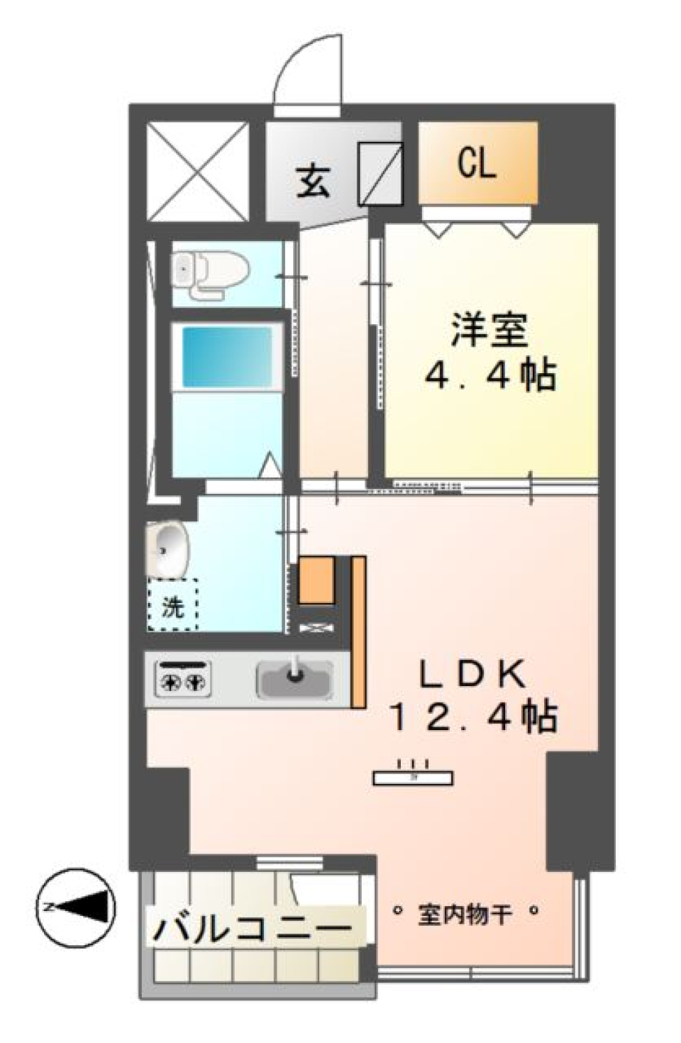 無彩色のパレットの間取り図