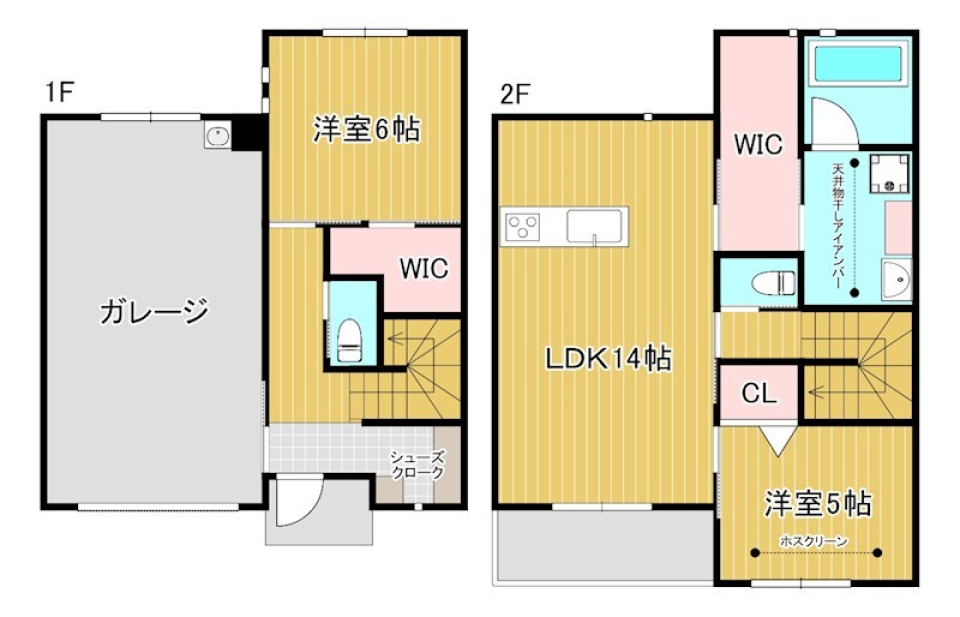 ガレージは早い者勝ちの間取り図