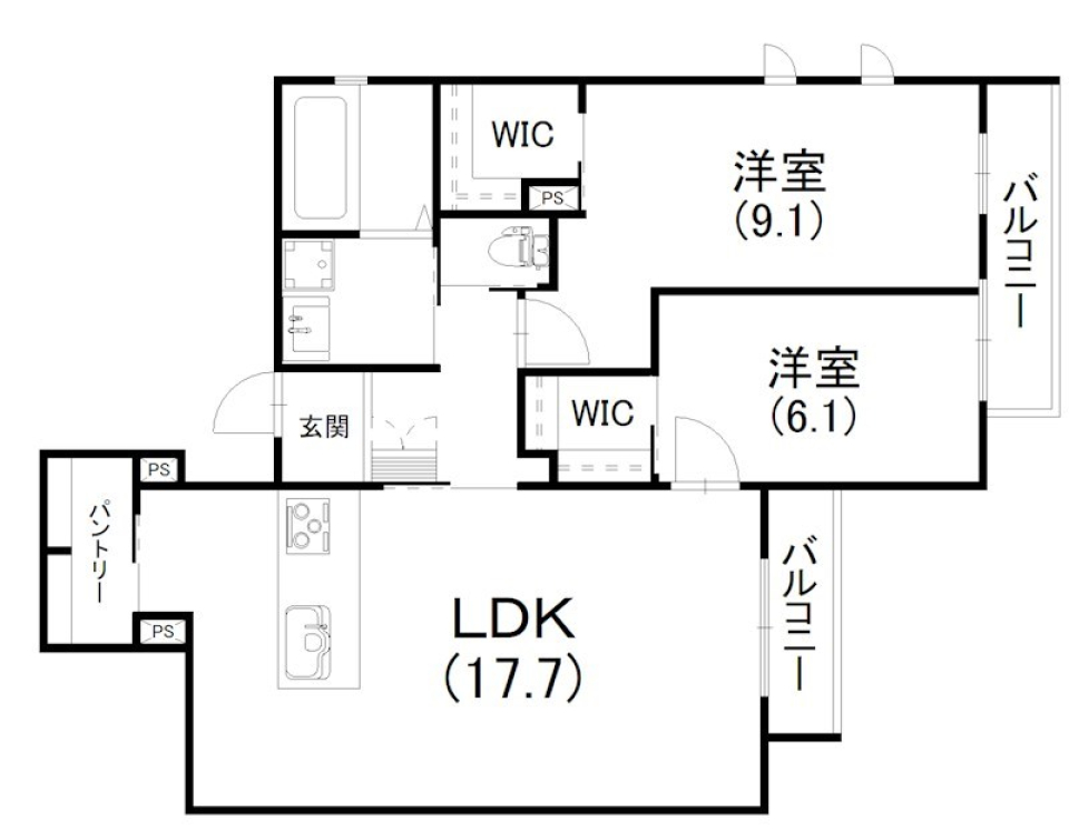 都会派ラグジュアリー空間の間取り図