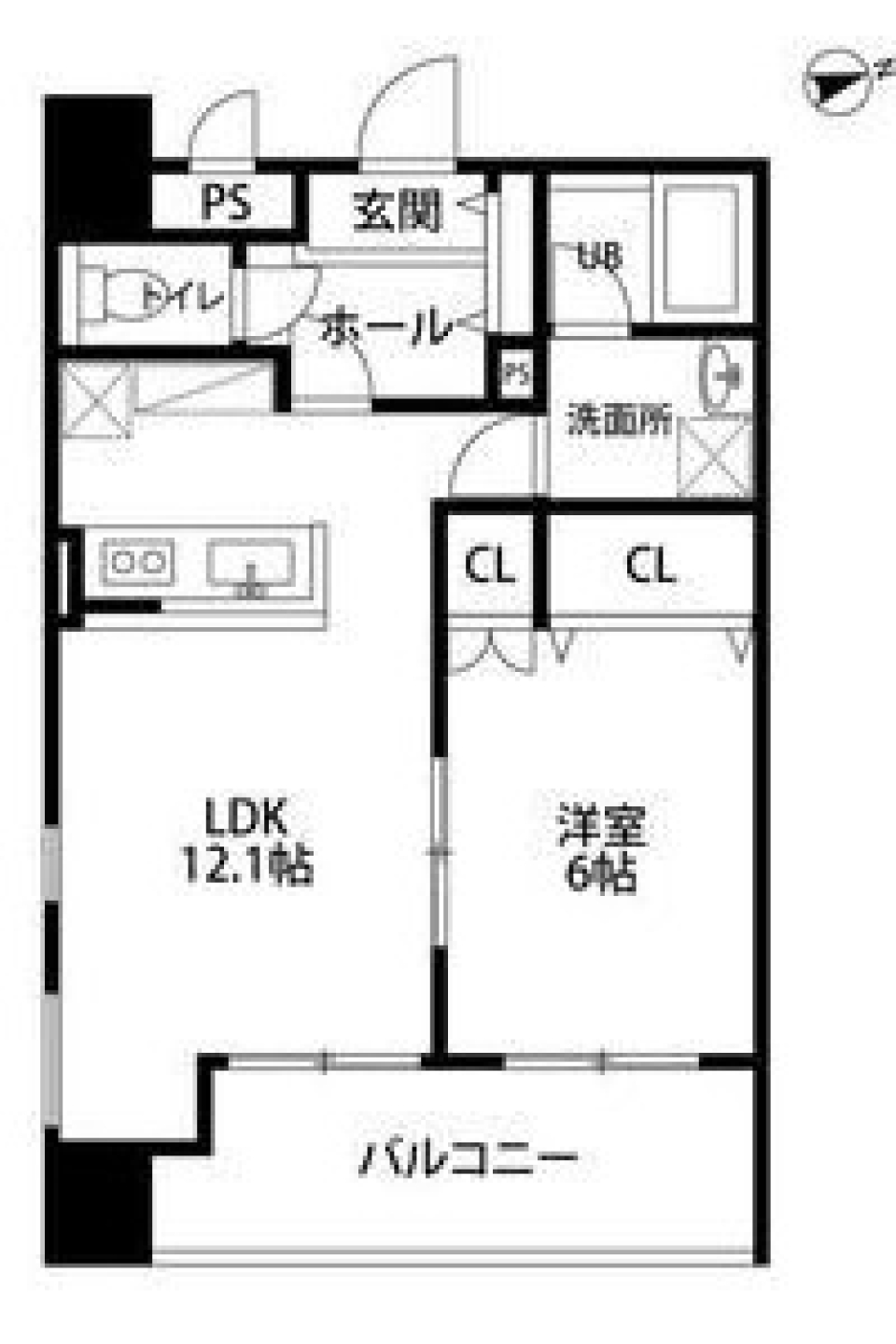 セキュリティ抜群・駅チカ1LDKの間取り図