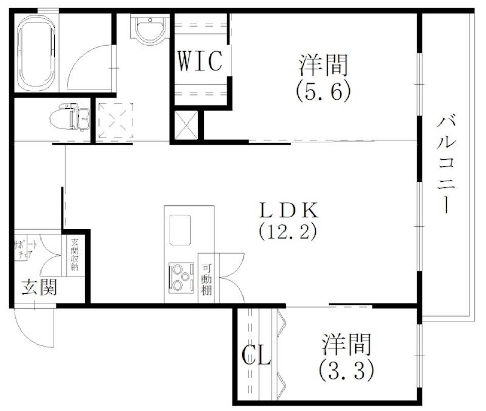 艶やかに暮らす、上質2LDK。の間取り図