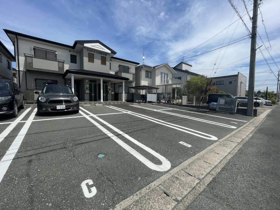 駐車場は、お部屋の前に縦列です。