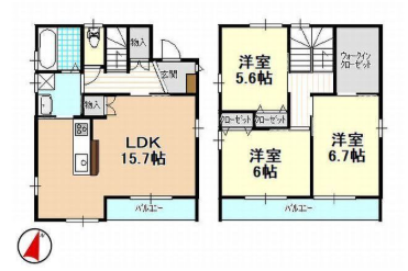 家具が配置しやすい3LDKの間取り図