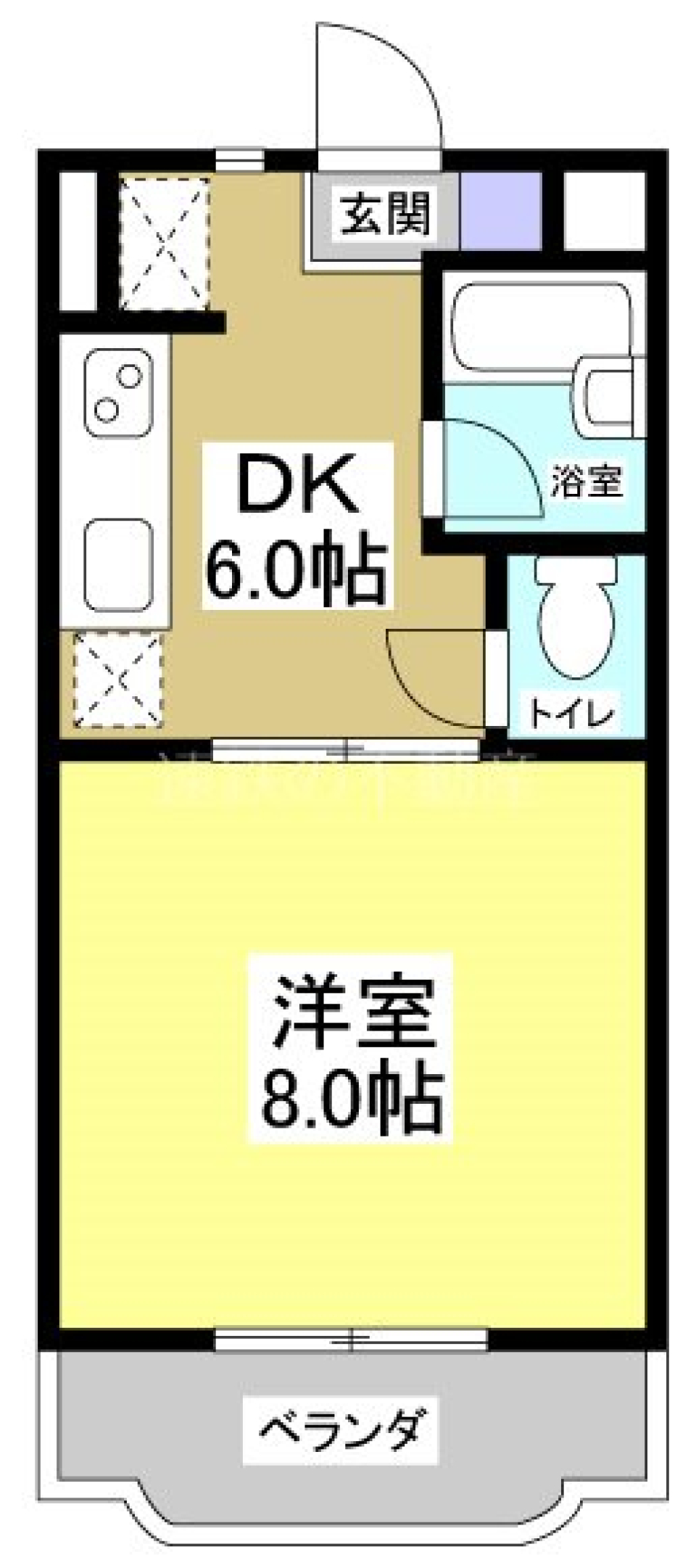 甘党さんに送る1DKの間取り図