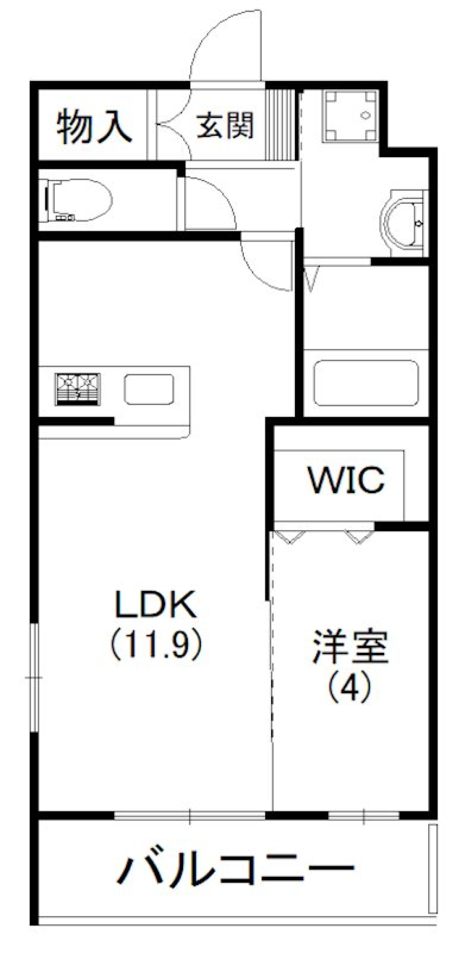 光が差す太陽のキッチンの間取り図
