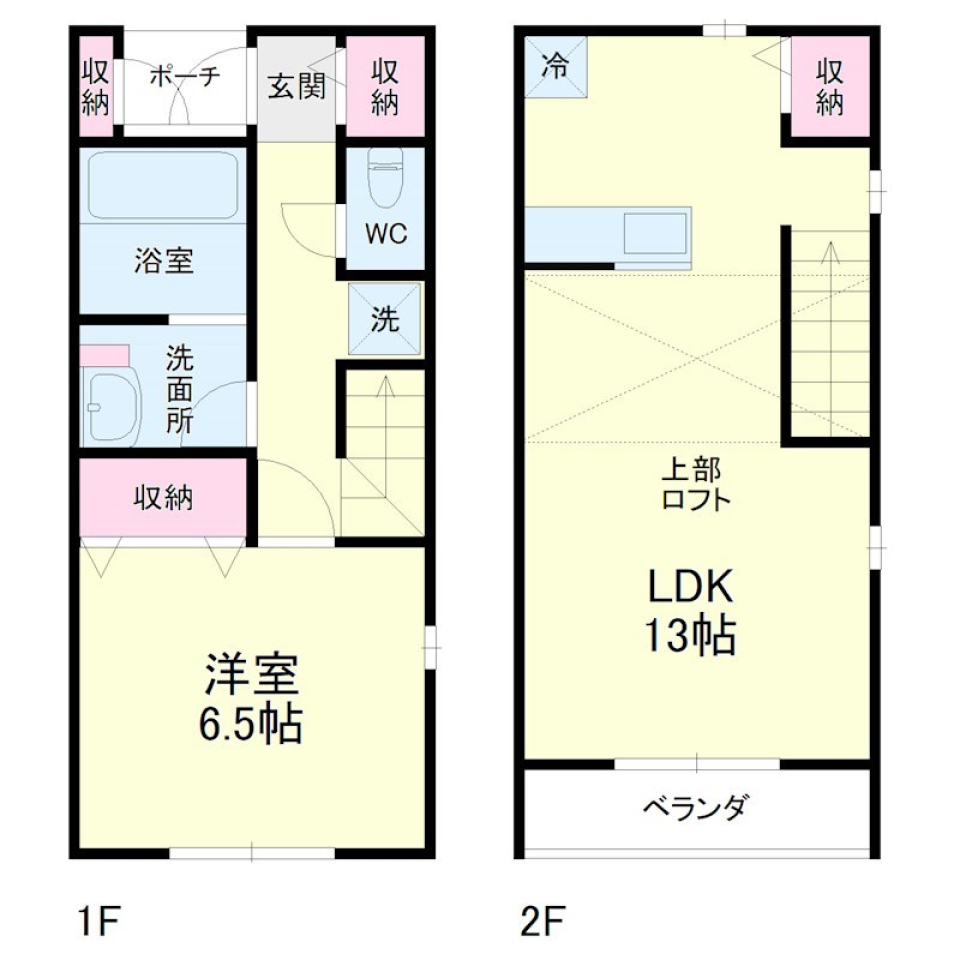 ハシゴが降りてくる隠れ家ロフトの間取り図