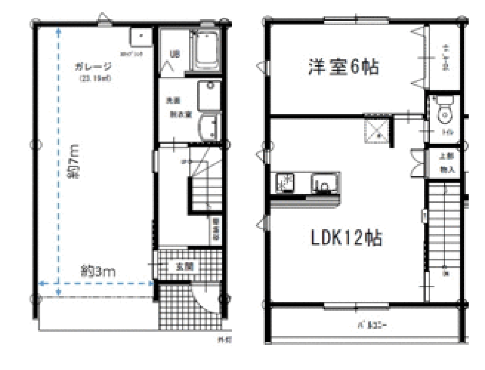 イオン近くのガレージ［ガレージ］の間取り図