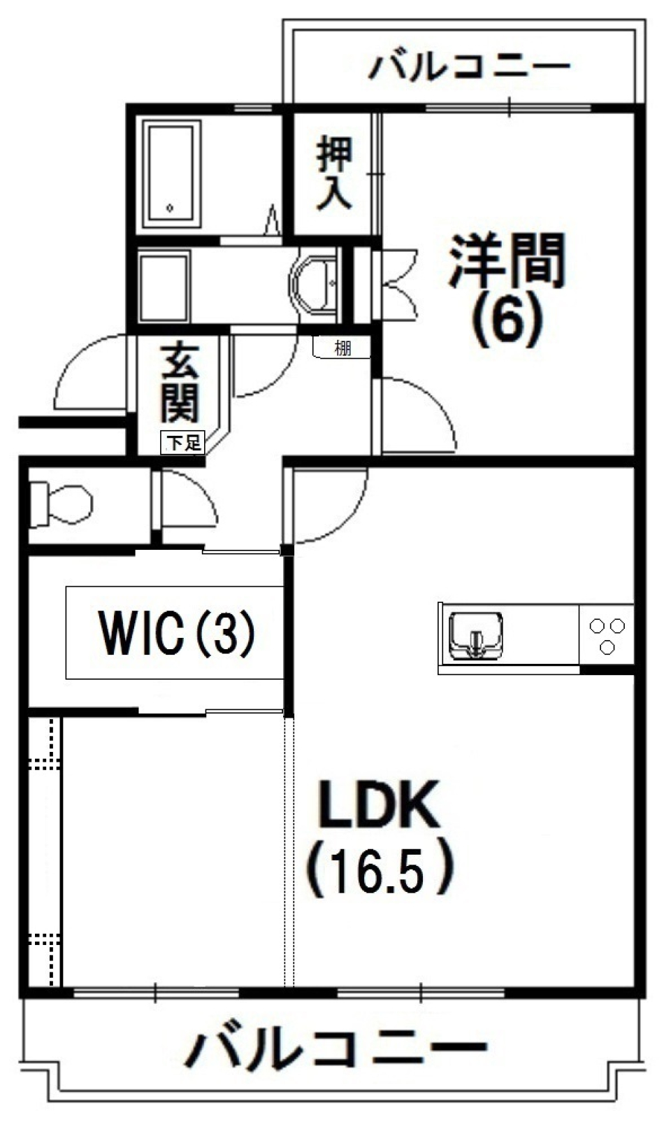造作シェルフのほっこりマイルームの間取り図