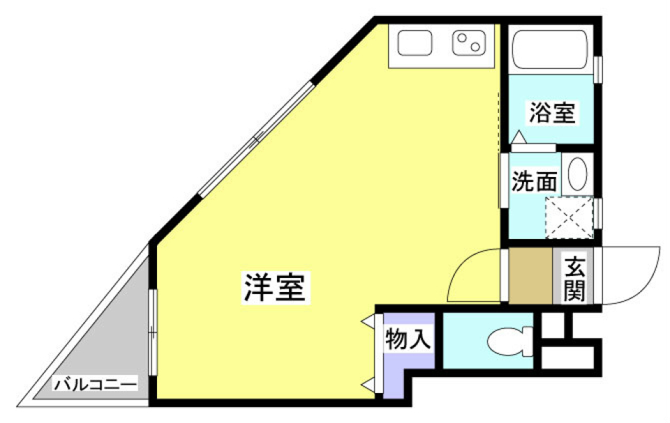 ナナメな部屋と、ショッキングピンク。の間取り図