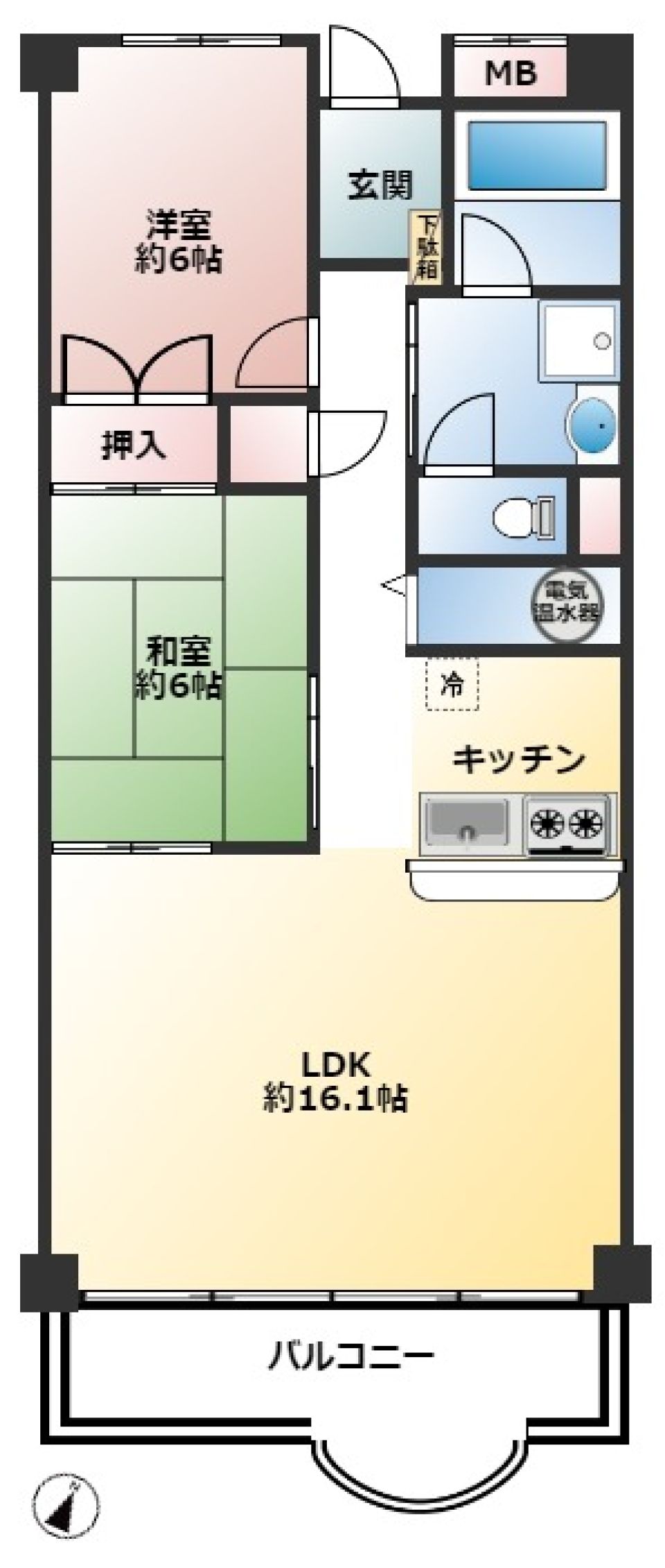 【元町ライフ】神戸のおしゃれな街を満喫できる、手頃な価格の中古マンションの間取り図