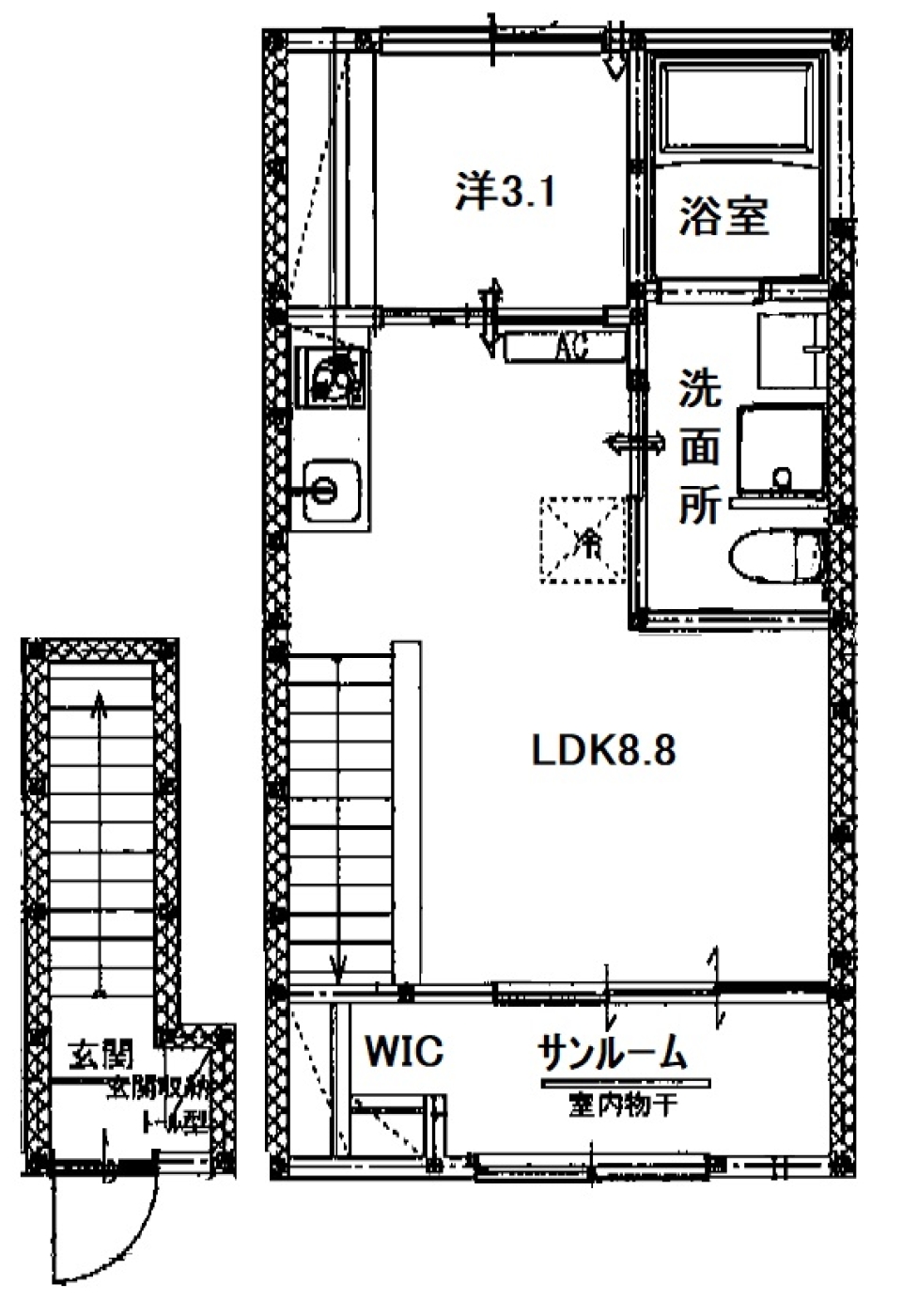 窓の家の間取り図