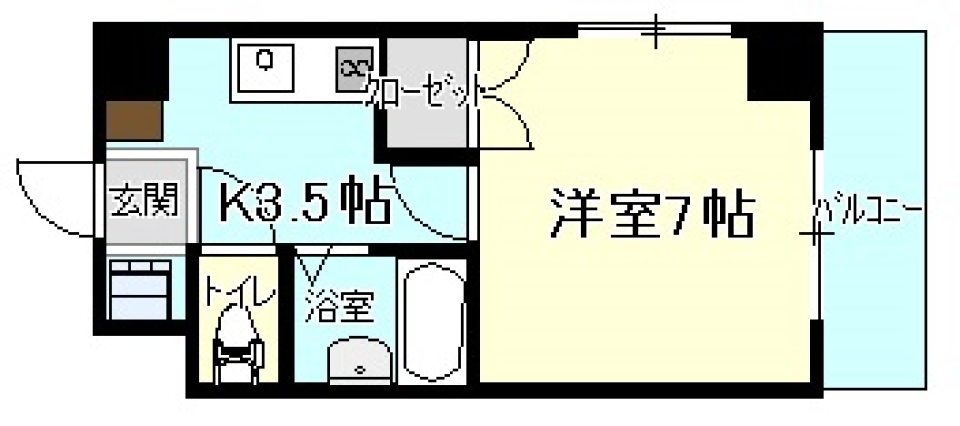 大通りを歩く安心感の間取り図