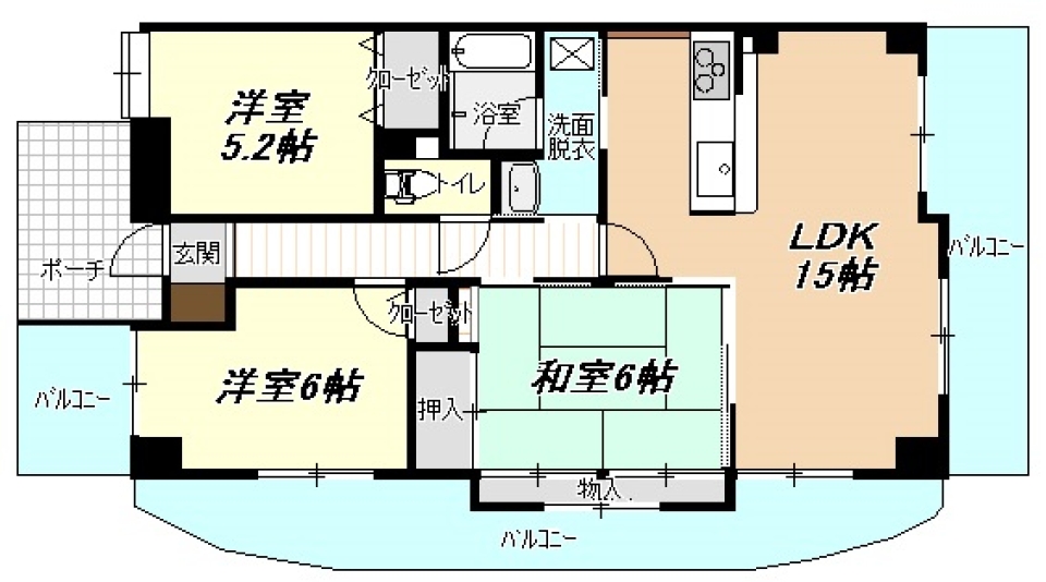 やっぱ分譲賃貸っていいわぁ～の間取り図