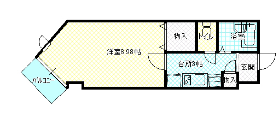 隣接しないベランダ。の間取り図