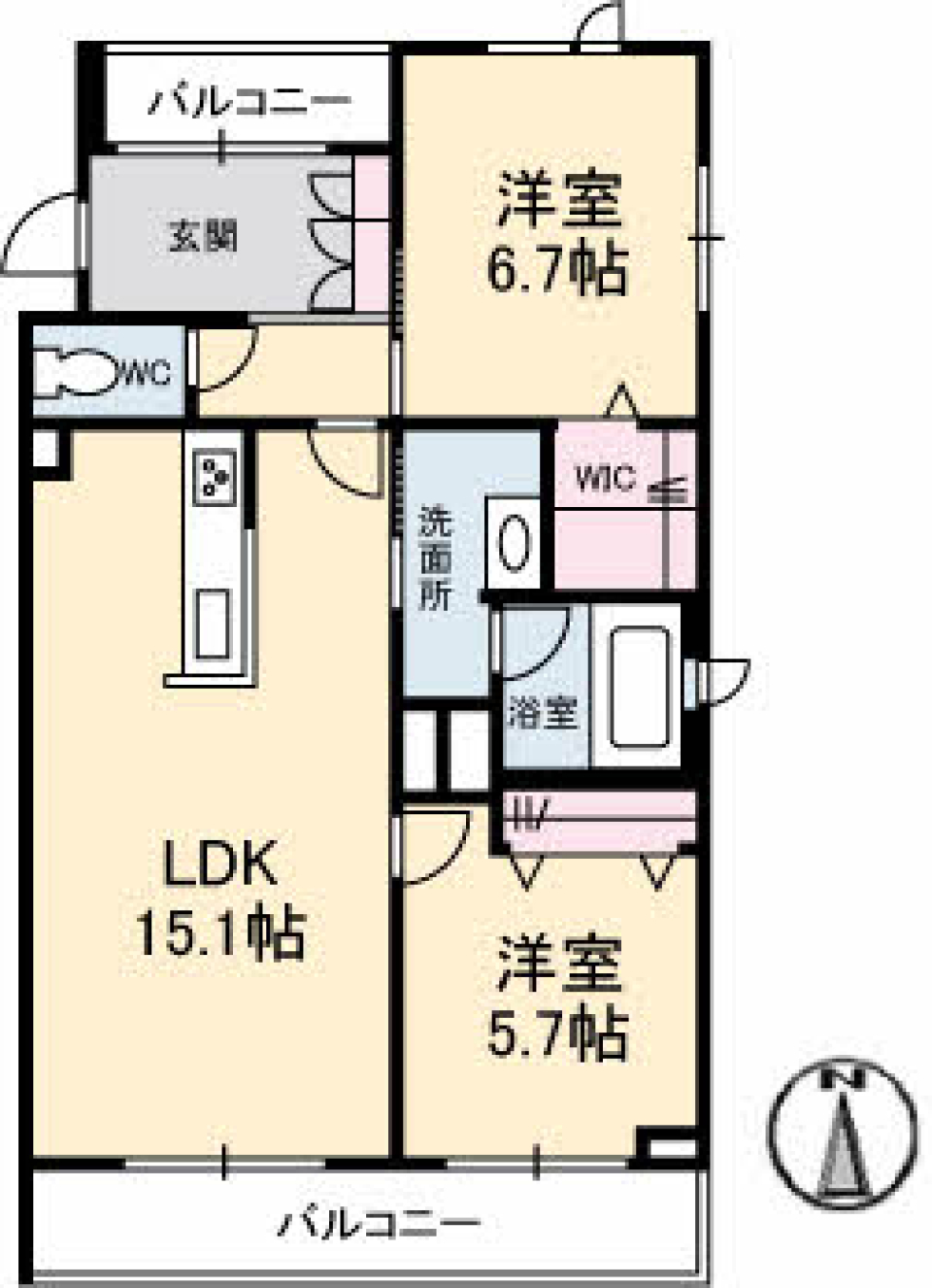 バルコニー付きのひろ～い玄関から作り上げていくガーデニングライフ。の間取り図