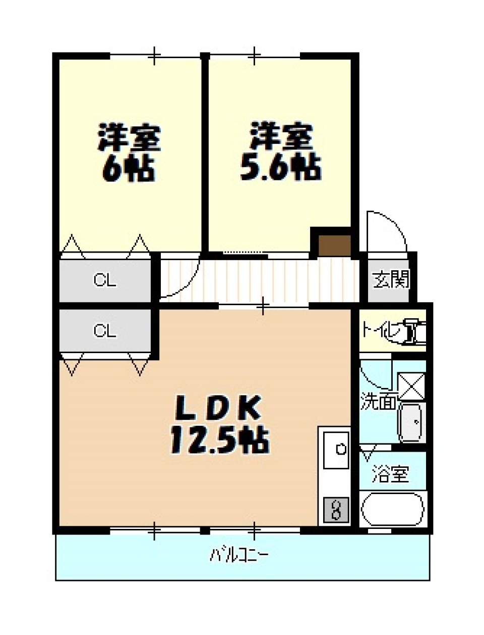 吹き抜けるリビングとその先。の間取り図