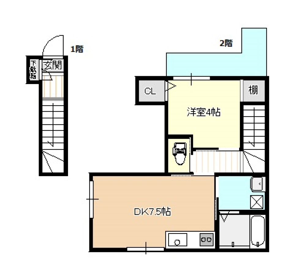 ワクワクが巡る、おっきめ1DKと彩るグラデーション。の間取り図