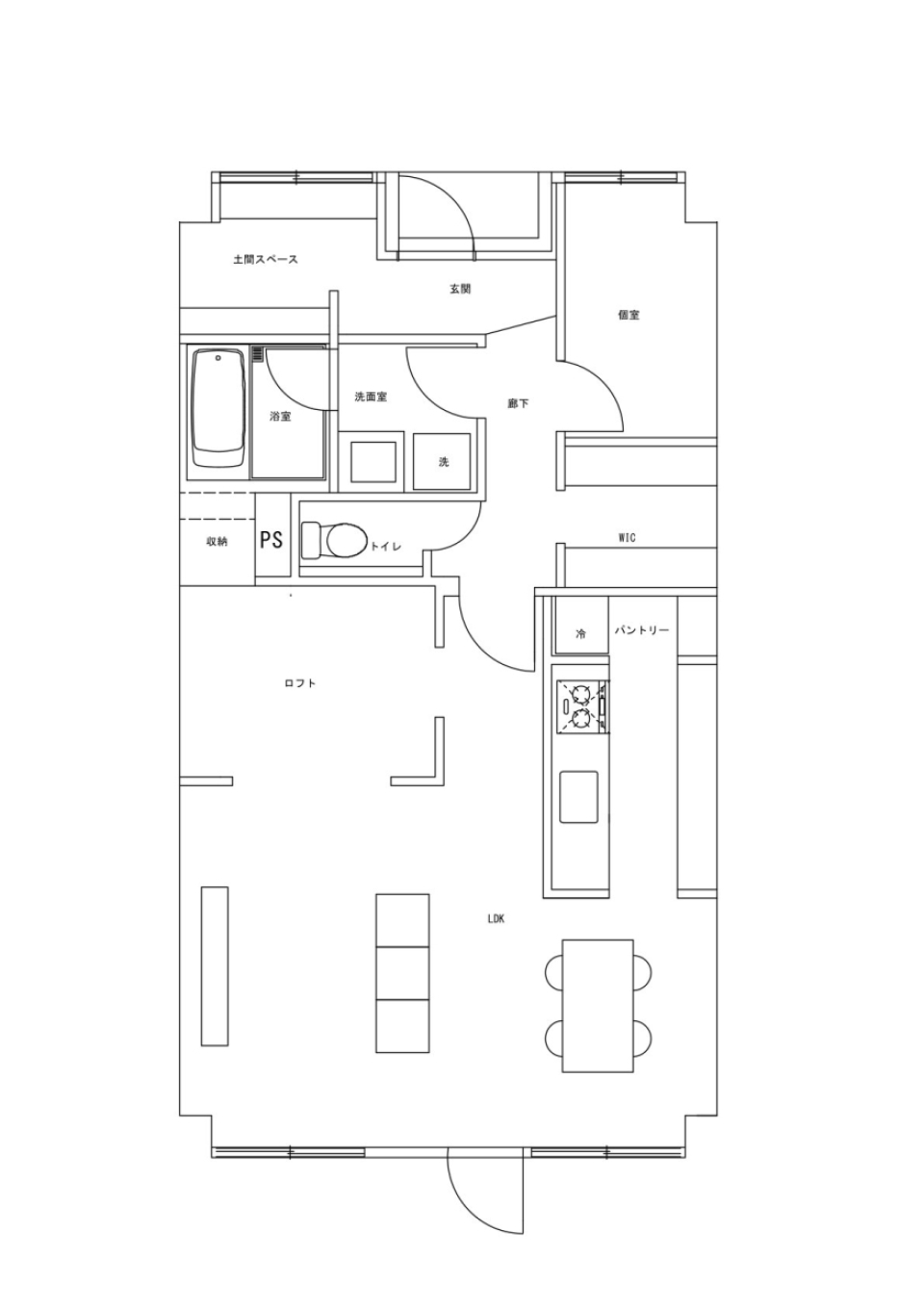 #フルリノベ　#ロフト　#ウォークイン　#現代的デザイン　なマンションの間取り図